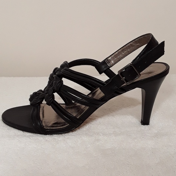 LOFT black heels sandal shoes with slingback strap - Picture 6 of 8